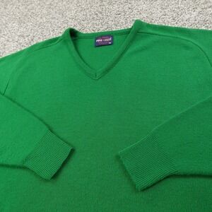 VTG Grandpa Sweater Mens XL Green Pullover V Neck Acrylic Sweatshirt Retro USA
